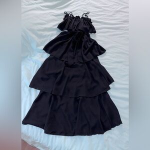 Black tiered ruffle maxi dress